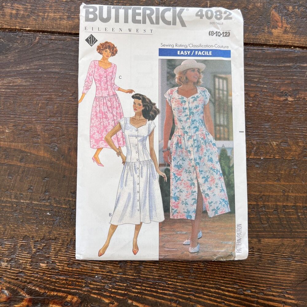 Butterick #4082 Misses Sewing Pattern Vintage 1989 Eileen West Sz 8 - 12 UNCUT